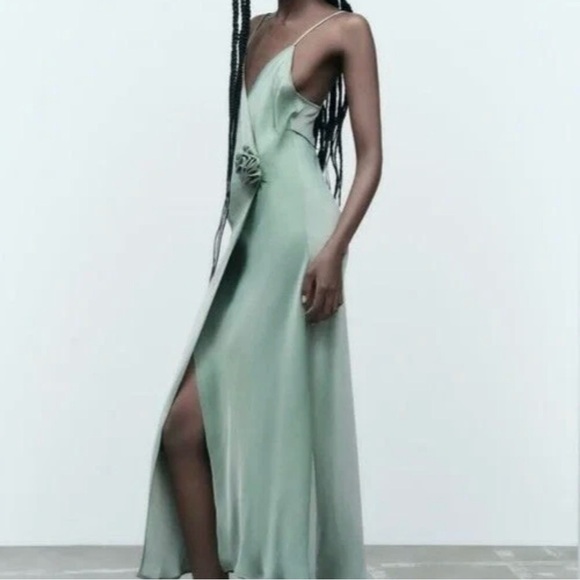 ZARA Satin Midi Slip Dress - Picture 4 of 7